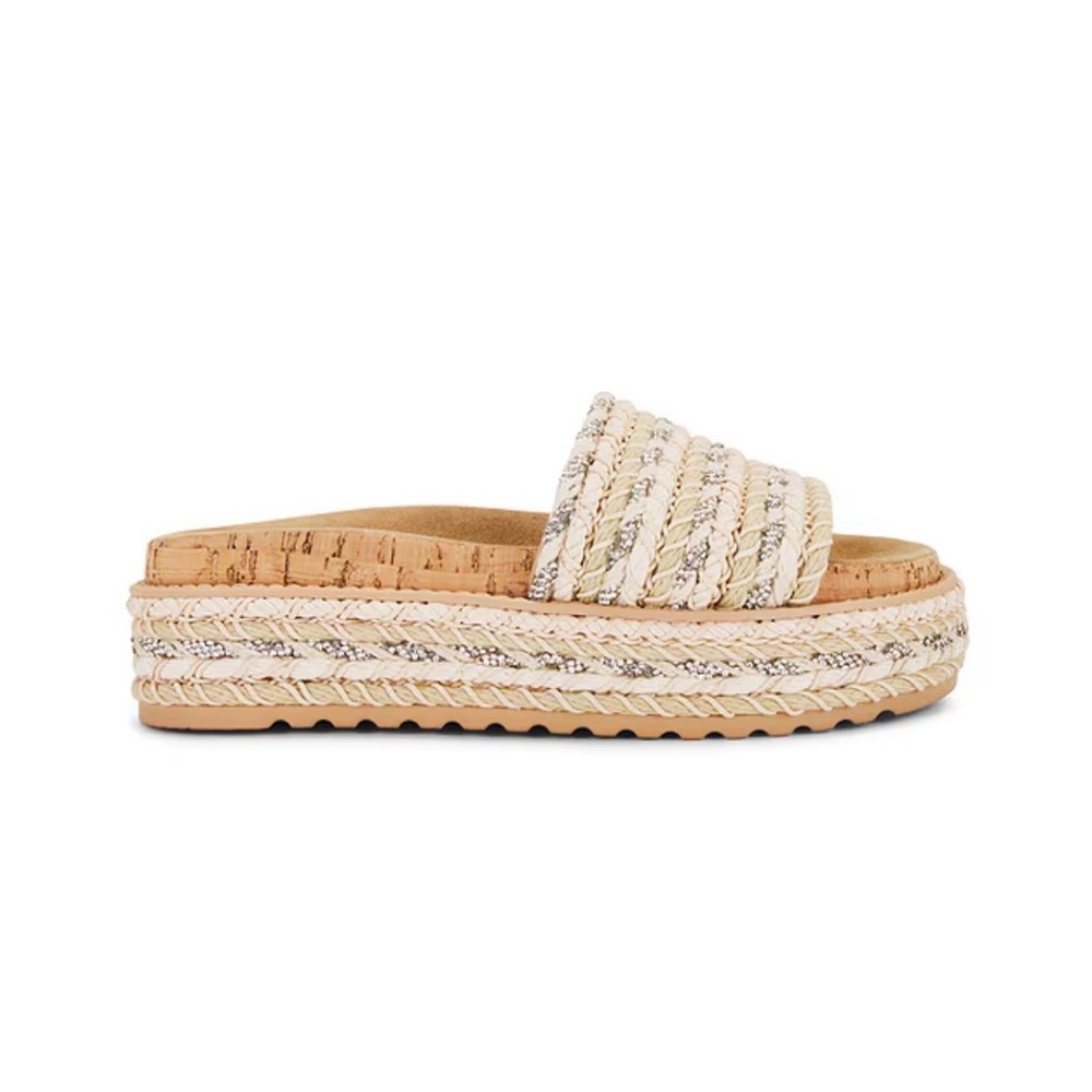 Steve Madden Neutral Braided Platform Slide Sandals